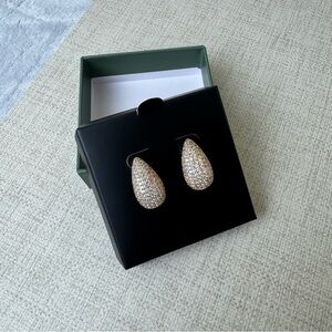 Sunaina Narina Gold Plated CZ Half Hoop Pierced Earrings NWT